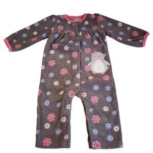 Baby Girl Carters Penguin Snowflake One Piece Jumpsuit Size 12 Months Pink Snowf